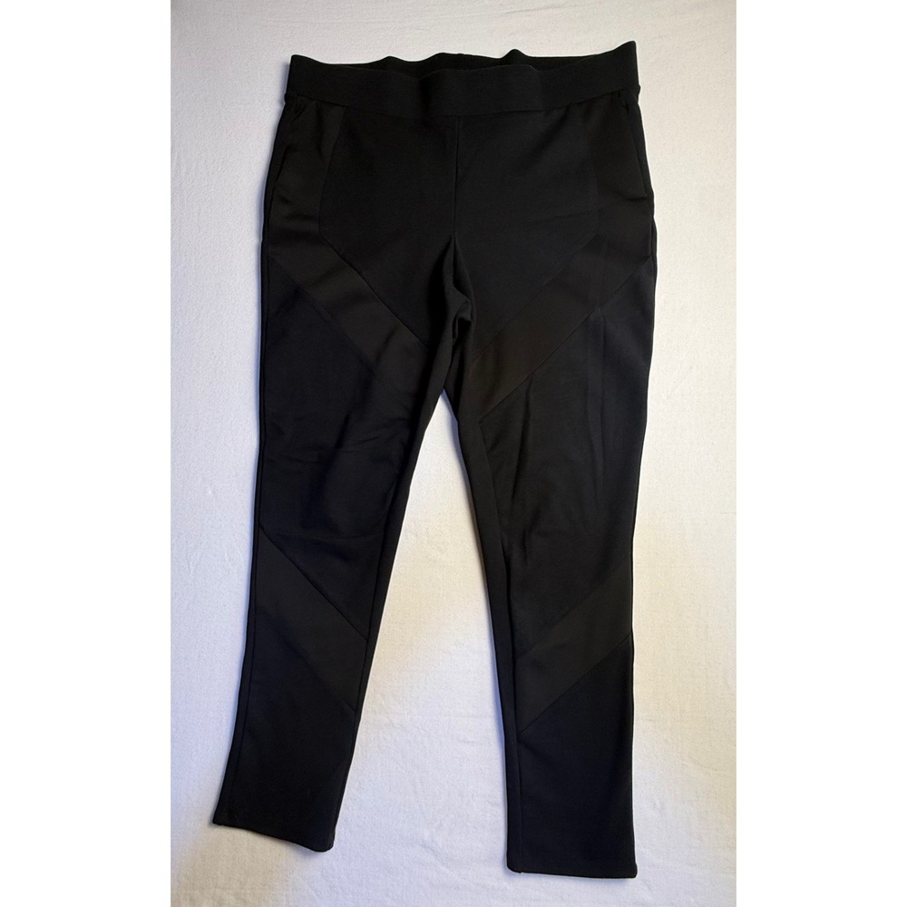 Lane Bryant Womens Size 16 Black Mesh Panel Leggings High Rise Stretch-2558